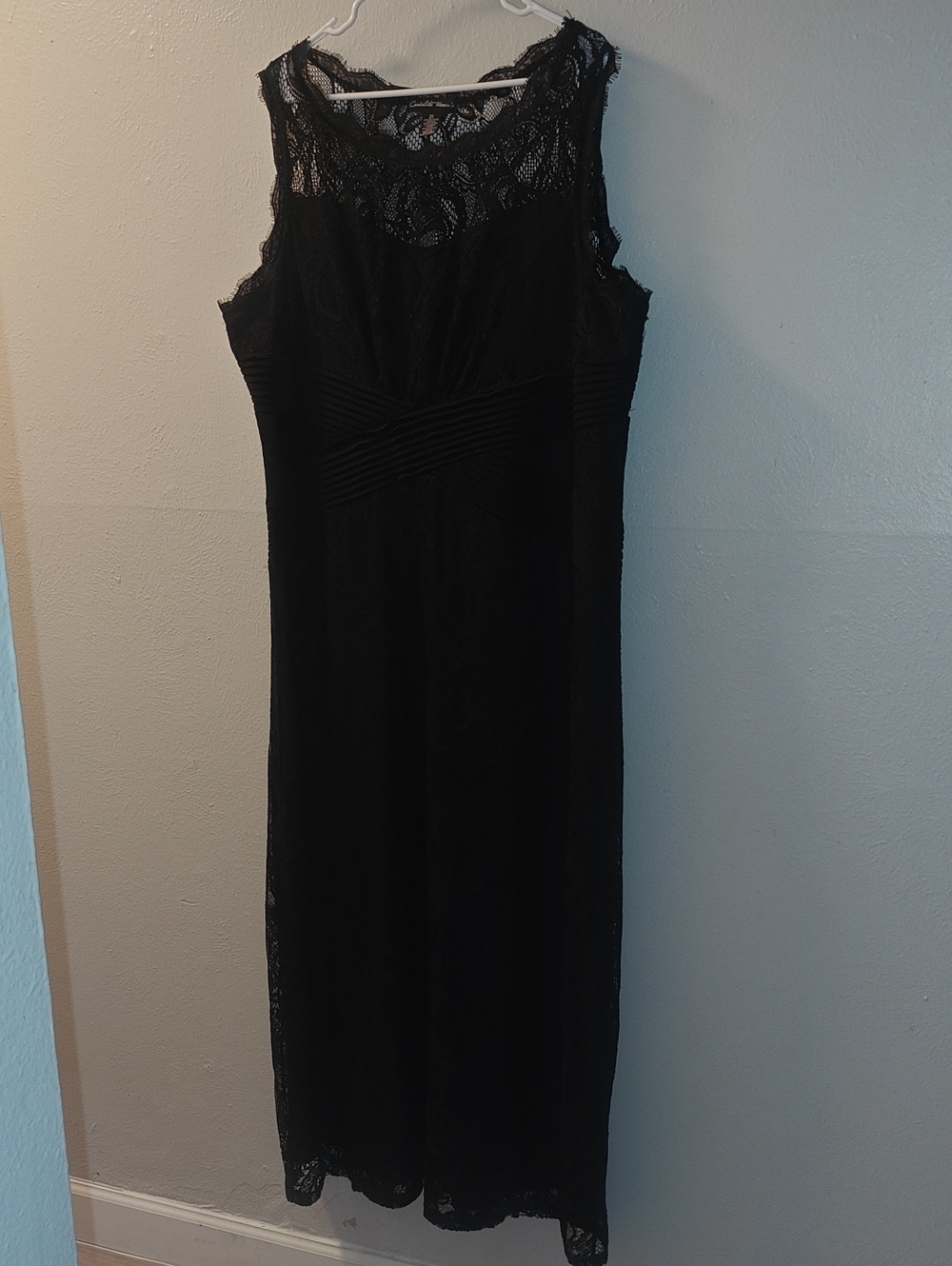 Candalite Women's Elegant Black Lace Sleeveless Maxi Dress 3X